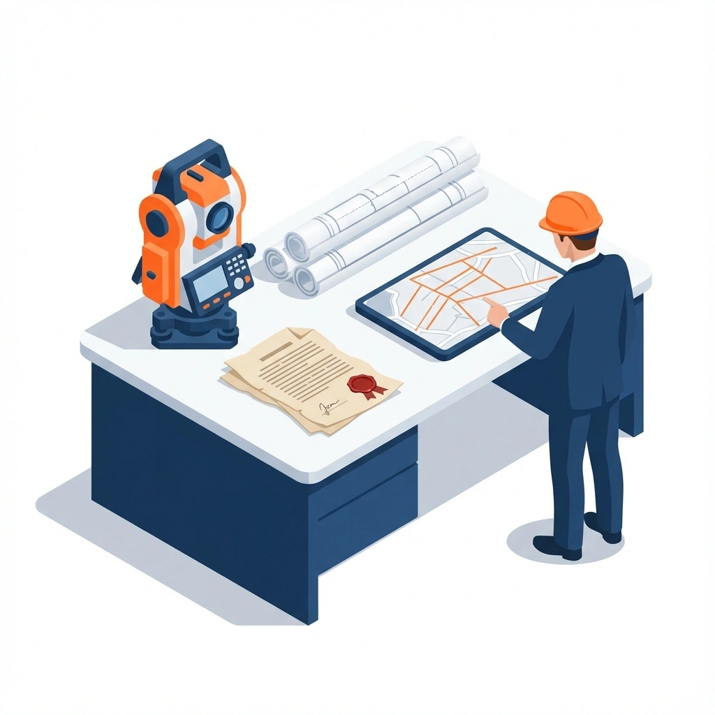 3D Illustration of Surveying Workspace